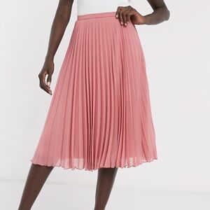 ASOS Pink Pleated Midi Skirt